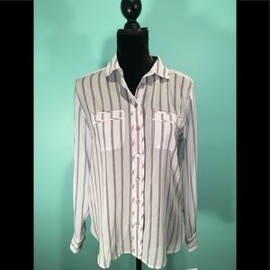 🆕 NWT Ann Taylor LOFT Sheer Soft Blue Striped